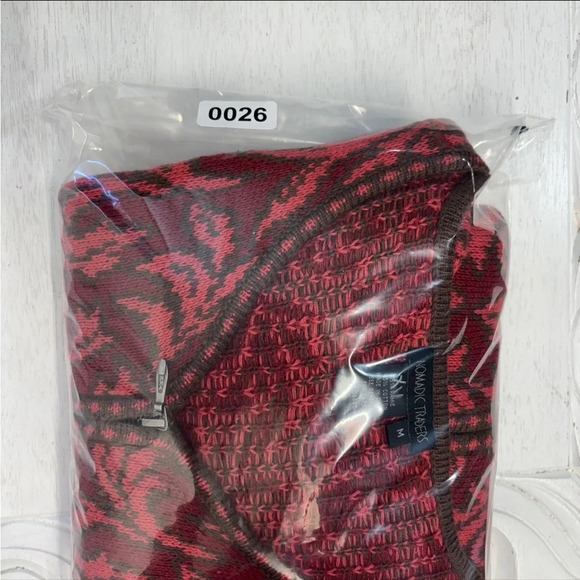 Nomadic Traders Zip Front Cardigan Cotton Blend M Leaf Print Knit Leaf - Picture 6 of 6